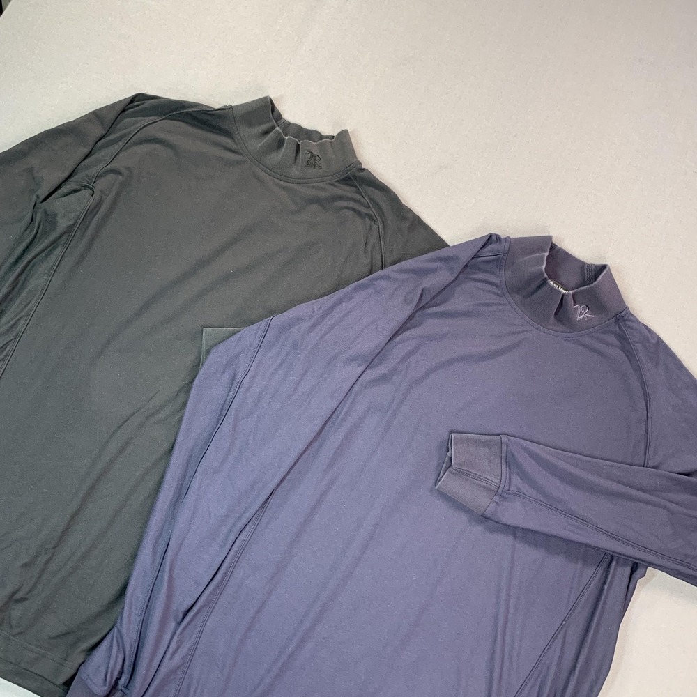 Zero Restriction‎ Shirt Mens Large Lot Of 2 T400 Ghost Mock LS Golf Black & Navy